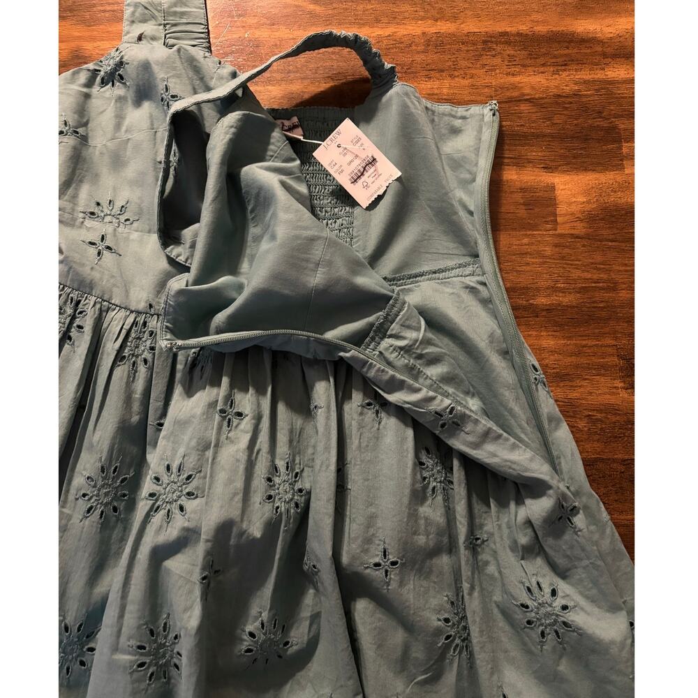 J Crew Women's 6 Midi Dress Eyelet Sleeveless 100% Cotton Fit Flare Sundress - Picture 6 of 13